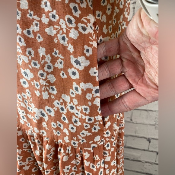 Vera Wang Orange Floral Boho Maxi Dress Sun Dress with Belt size Medium - Picture 8 of 12